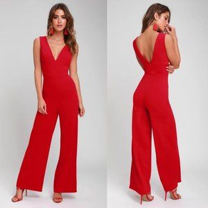 Lulu's Ready For It Red Sleeveless Wide-Leg Jumpsuit | sexy red jumpsuit